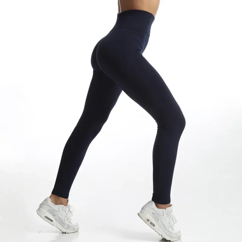 Women High Elastic Slim Yoga Leggings Seamless Knit Leggings High Waist Butt Lift Fashion Gym Outdoor Trainning Sports Tights