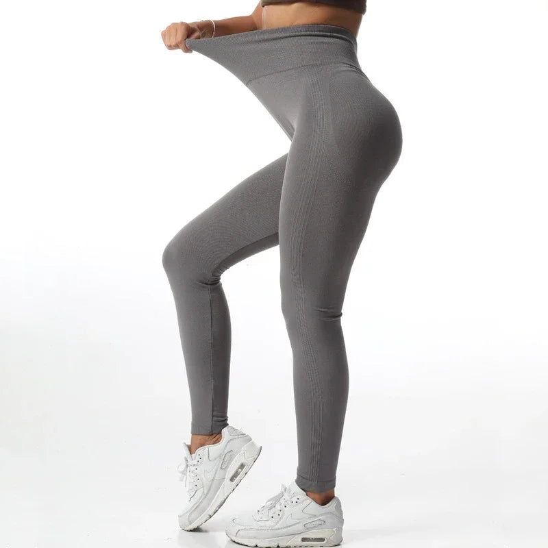 Women High Elastic Slim Yoga Leggings Seamless Knit Leggings High Waist Butt Lift Fashion Gym Outdoor Trainning Sports Tights