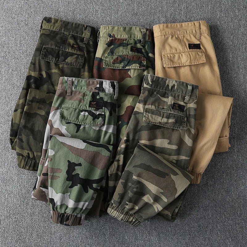 Mens Fashion Sports Hiking Cargo Pants Camouflage Overalls Joggers Sweatpants Casual Tapered Track Pants Men's Loose Trousers