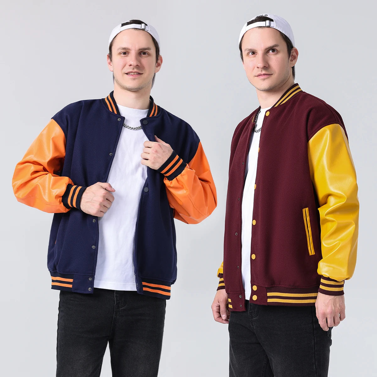 Men's Patches Bomber Jacket Color Block Varsity Baseball Outerwear Casual Loose Spring and Autumn Comfy Unisex Coats 24H shipped