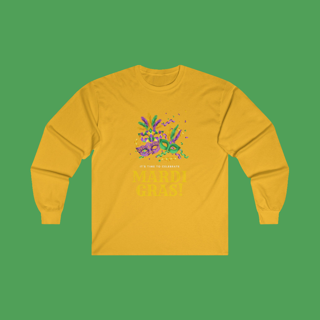 Mardi Gras Long Sleeve T-shirt, Long Sleeve Mardi Gras T-shirt, Mardi Gras Party Long Sleeve T-shirt, Fat Tuesday Mardi Gras T-shirt