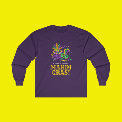 Mardi Gras Long Sleeve T-shirt, Long Sleeve Mardi Gras T-shirt, Mardi Gras Party Long Sleeve T-shirt, Fat Tuesday Mardi Gras T-shirt